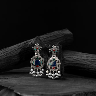 Saanjh Bela Multicolor Swan Oxidised Earrings