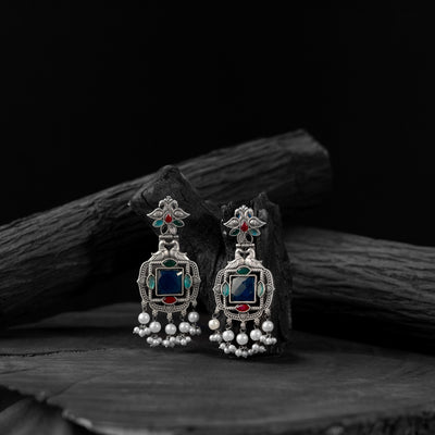 Saanjh Bela Multicolor Swan Oxidised Earrings