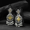 Saanjh Bela Yellow Swan Oxidised Earrings