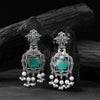 Saanjh Bela Mint Green Swan Oxidised Earrings