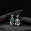 Saanjh Bela Mint Green Swan Oxidised Earrings