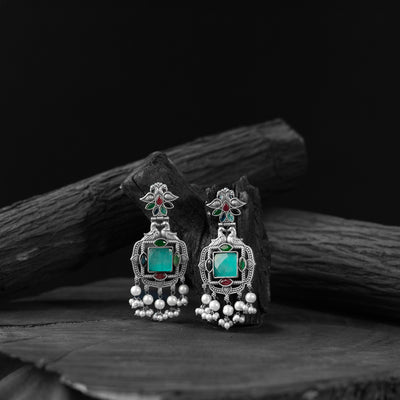 Multicolor Saanjh Bela Swan Oxidised Earrings