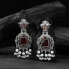 Saanjh Bela Red Swan Oxidised Earrings