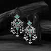 Saanjh Bela Mayura Mint Green Oxidised Earrings