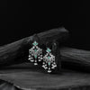 Saanjh Bela Mayura Mint Green Oxidised Earrings