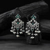 Saanjh Bela Mayura Green Oxidised Earrings
