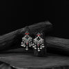 Saanjh Bela Mayura Red & Green Oxidised Earrings
