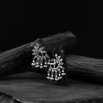 Saanjh Bela Deer Oxidised Earrings
