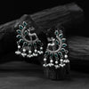 Saanjh Bela Green Deer Oxidised Earrings