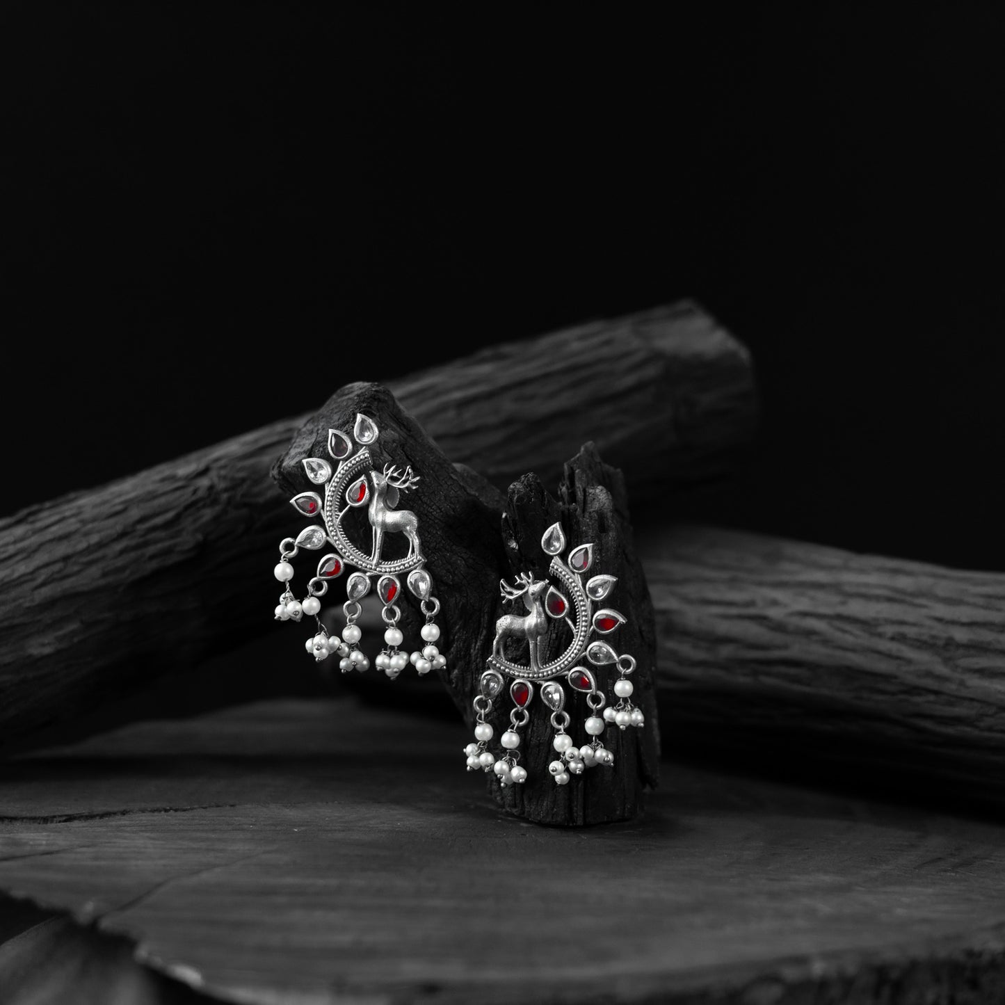 Deer Saanjh Bela Oxidised Earrings