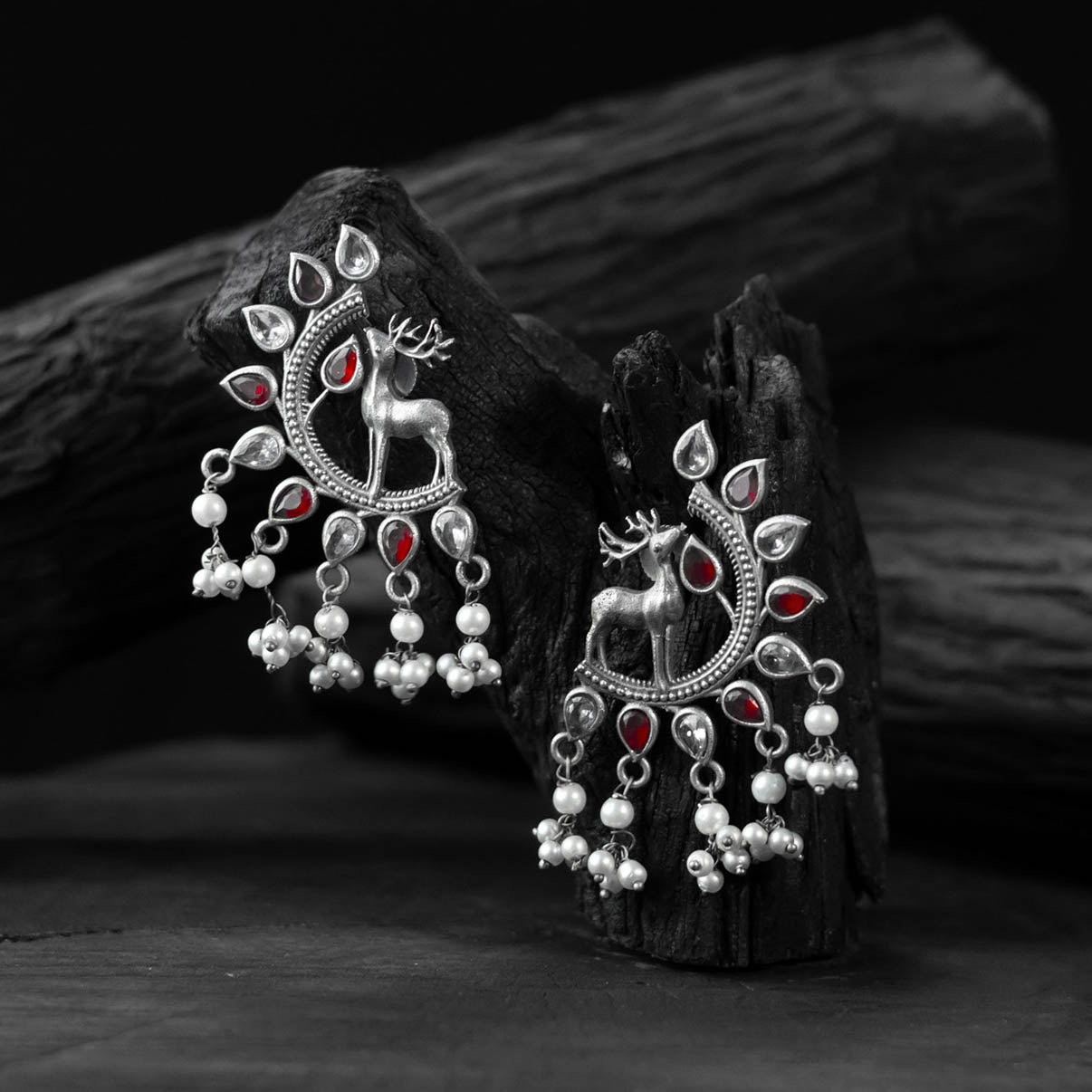 Deer Saanjh Bela Oxidised Earrings