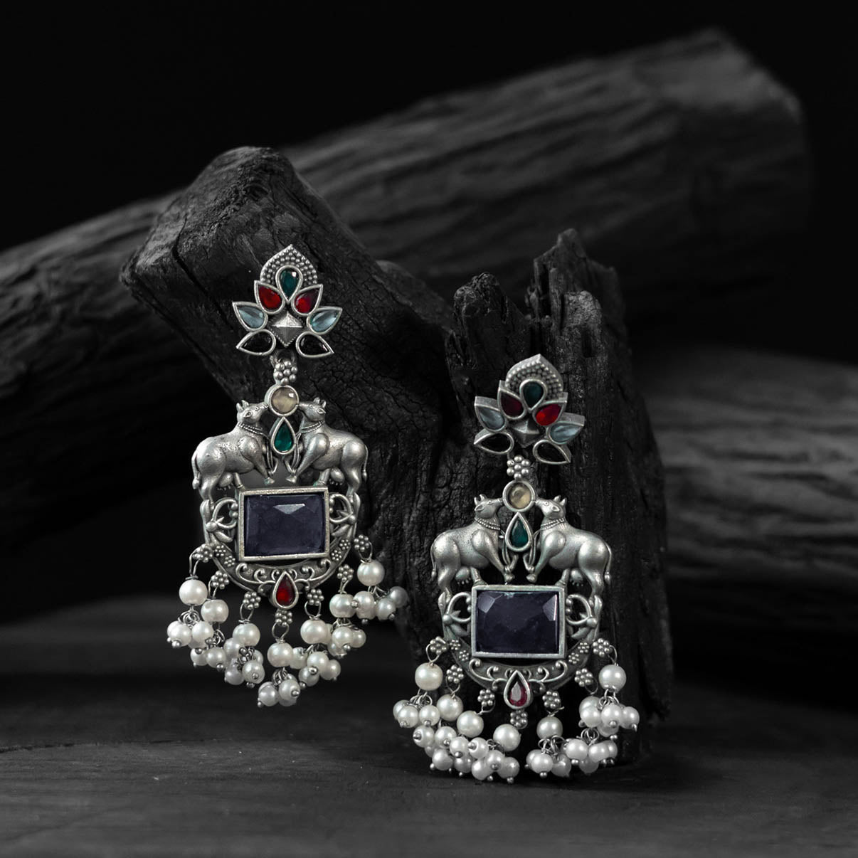 Saanjh Bela Multicolor Nandi Oxidised Earrings