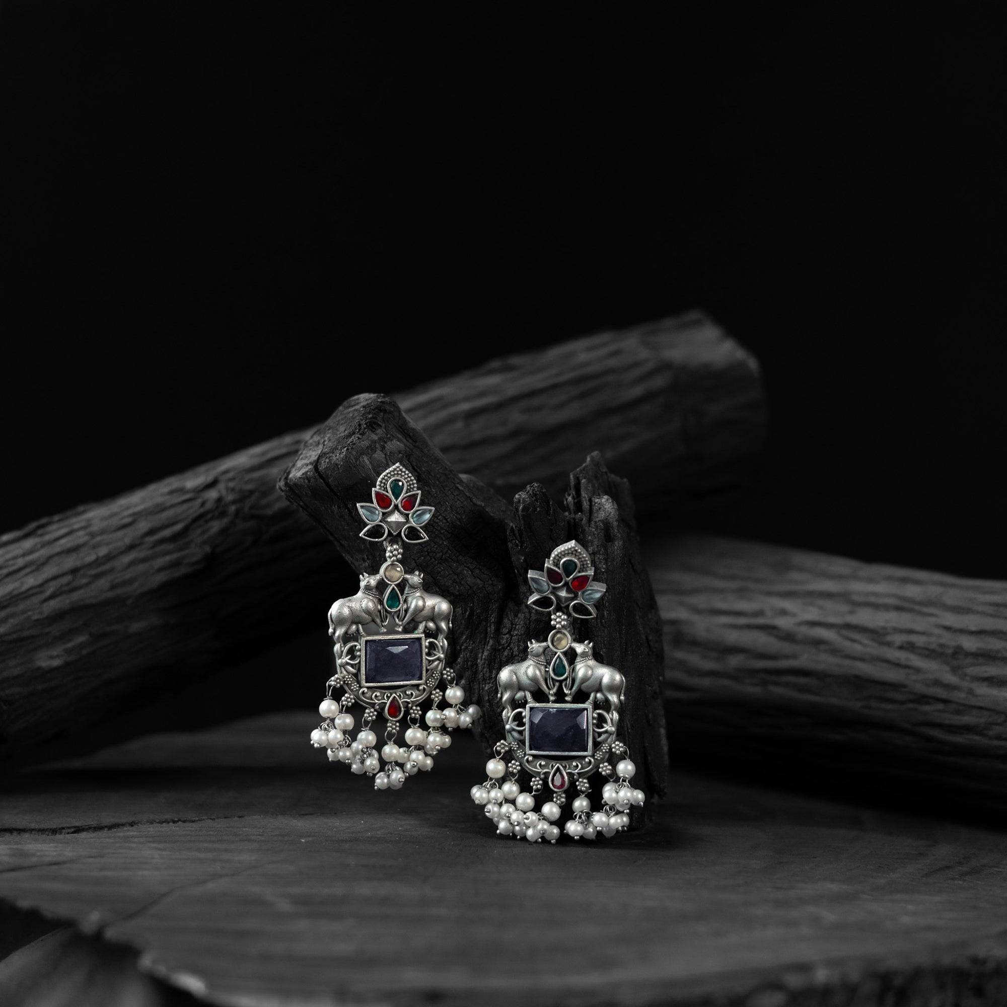 Saanjh Bela Multicolor Nandi Oxidised Earrings