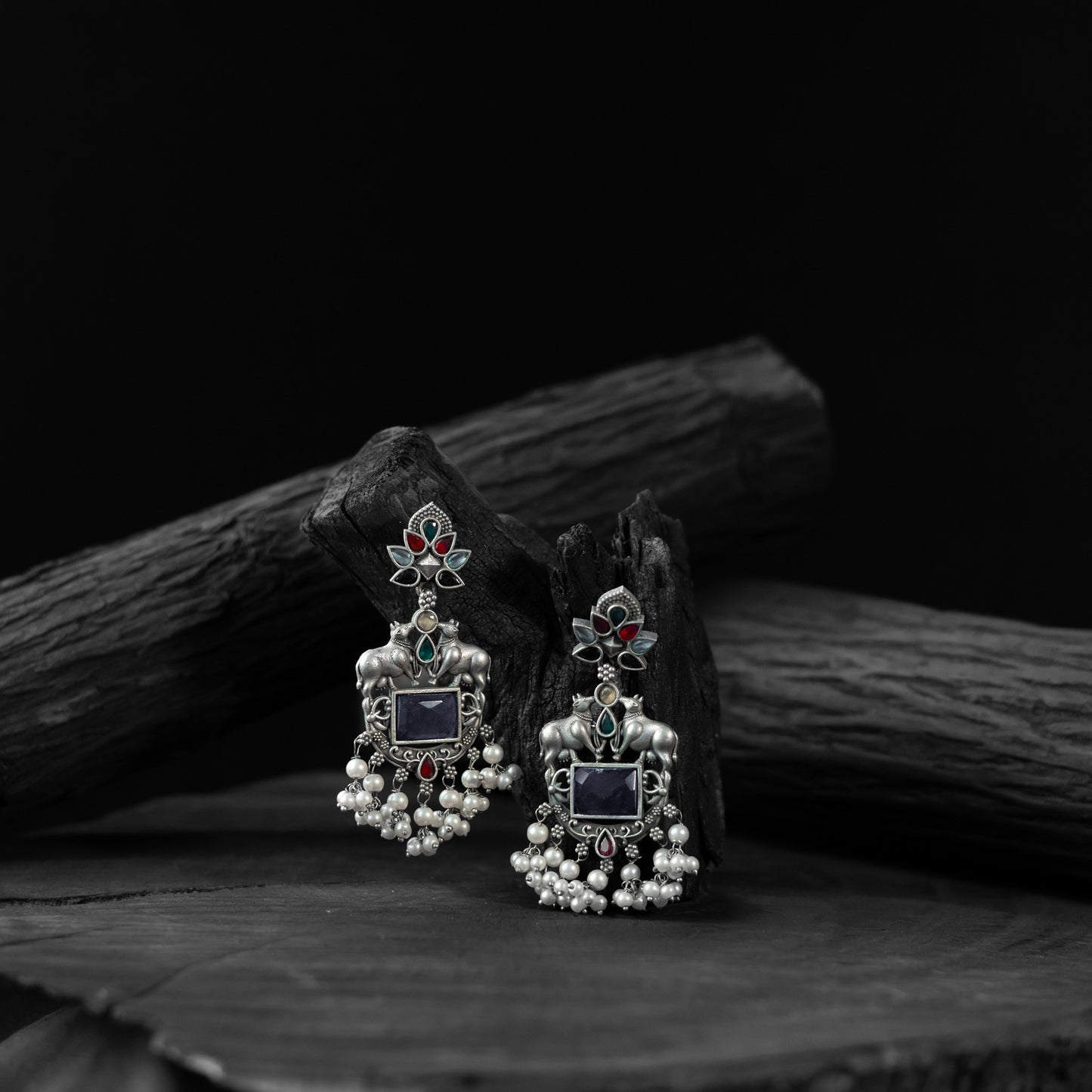 Saanjh Bela Multicolor Nandi Oxidised Earrings