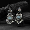 Saanjh Bela Yellow & Sky Blue Nandi Oxidised Earrings