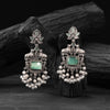 Saanjh Bela Mint Green Nandi Oxidised Earrings