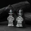 Saanjh Bela Mint Green Leaves & Elephant Oxidised Earrings