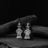 Saanjh Bela Mint Green Leaves & Elephant Oxidised Earrings