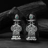 Saanjh Bela Green Leaves & Elephant Oxidised Earrings