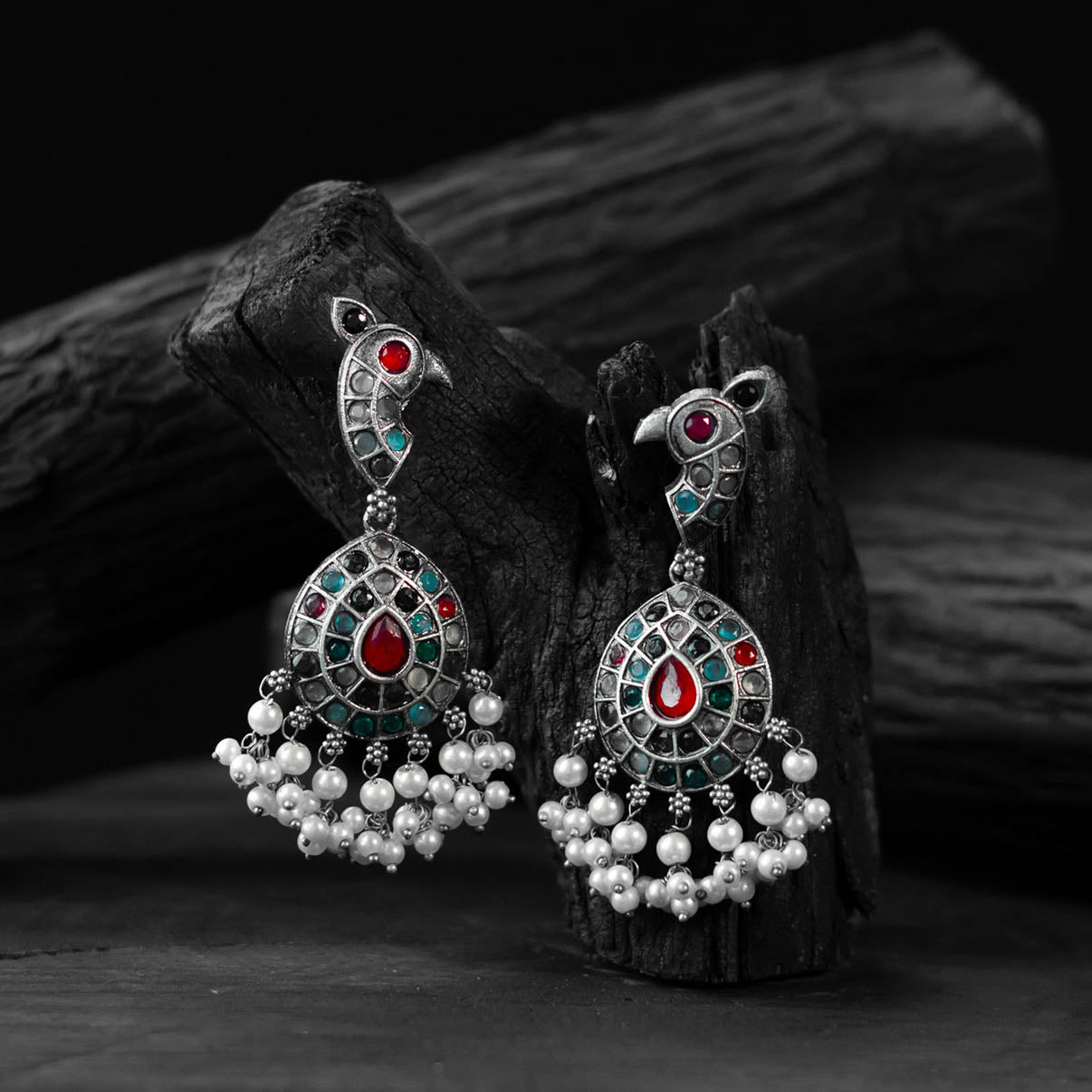 Peacock Saanjh Bela Multicolor Oxidised Earrings