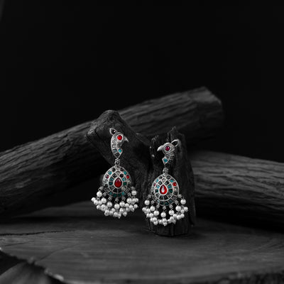 Peacock Saanjh Bela Multicolor Oxidised Earrings