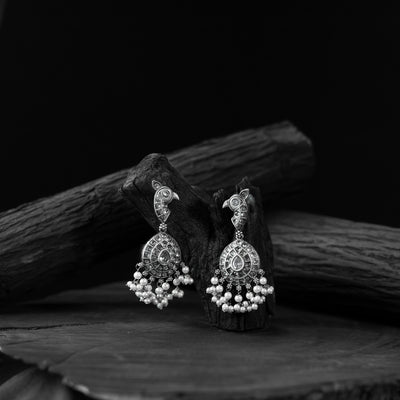 Peacock Motif Saanjh Bela Oxidised Earrings