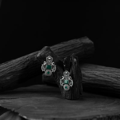 Peacock Saanjh Bela Oxidised Earrings