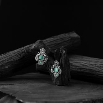 Mint Green Saanjh Bela Peacock Oxidised Earrings
