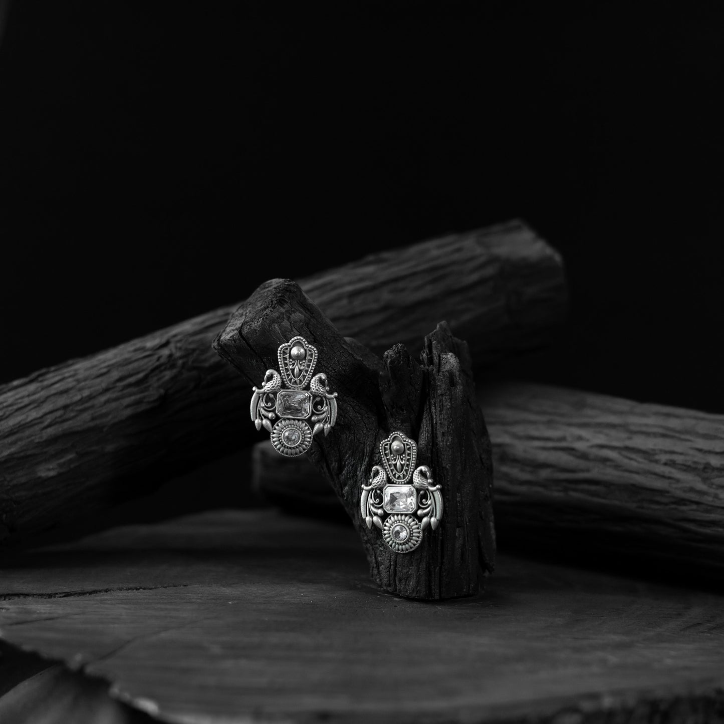 Saanjh Bela Mayuri Oxidised Earrings