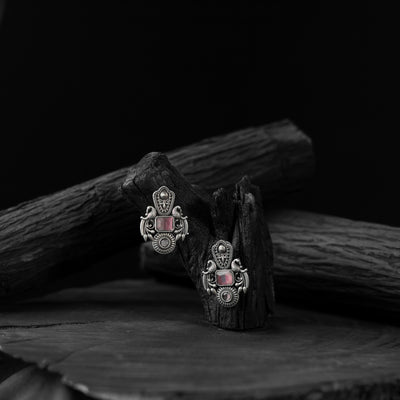 Saanjh Bela Pink Mayuri Oxidised Earrings
