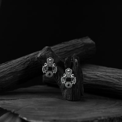 Saanjh Bela Black Mayuri Oxidised Earrings