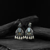 Sky Blue Swan Saanjh Bela Oxidised Earrings