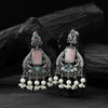 Pink & Green Swan Saanjh Bela Oxidised Earrings