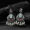 Red & Sky Blue Swan Saanjh Bela Oxidised Earrings