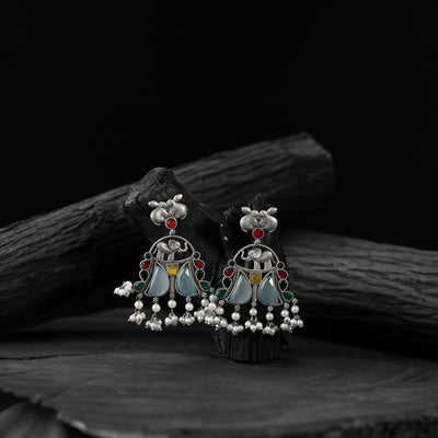 Saanjh Bela Multicolor Rabbit & Elephant Oxidised Earrings