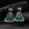 Saanjh Bela Green Rabbit & Elephant Oxidised Earrings