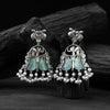 Saanjh Bela Mint Green Rabbit & Elephant Oxidised Earrings