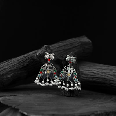 Multicolor Saanjh Bela Rabbit & Elephant Oxidised Earrings