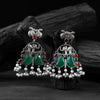 Saanjh Bela Red & Green Rabbit & Elephant Oxidised Earrings