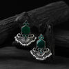 Saanjh Bela Green Peacock Oxidised Earrings