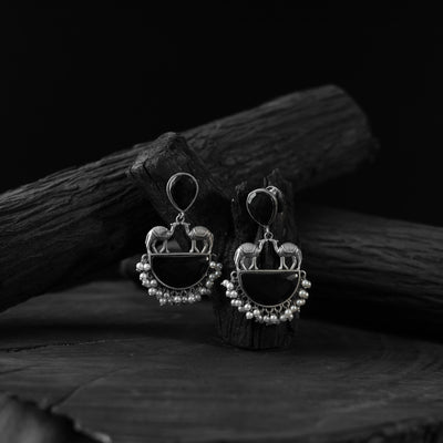 Black Camel Saanjh Bela Oxidised Earrings