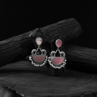 Pink Camel Saanjh Bela Oxidised Earrings