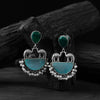 Saanjh Bela Green & Sky Blue Camel Oxidised Earrings