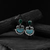 Saanjh Bela Green & Sky Blue Camel Oxidised Earrings