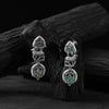 Saanjh Bela Gray & Green Nandi Oxidised Earrings