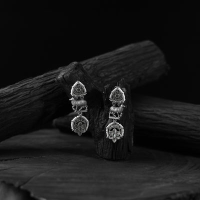 Saanjh Bela Gray Nandi Oxidised Earrings