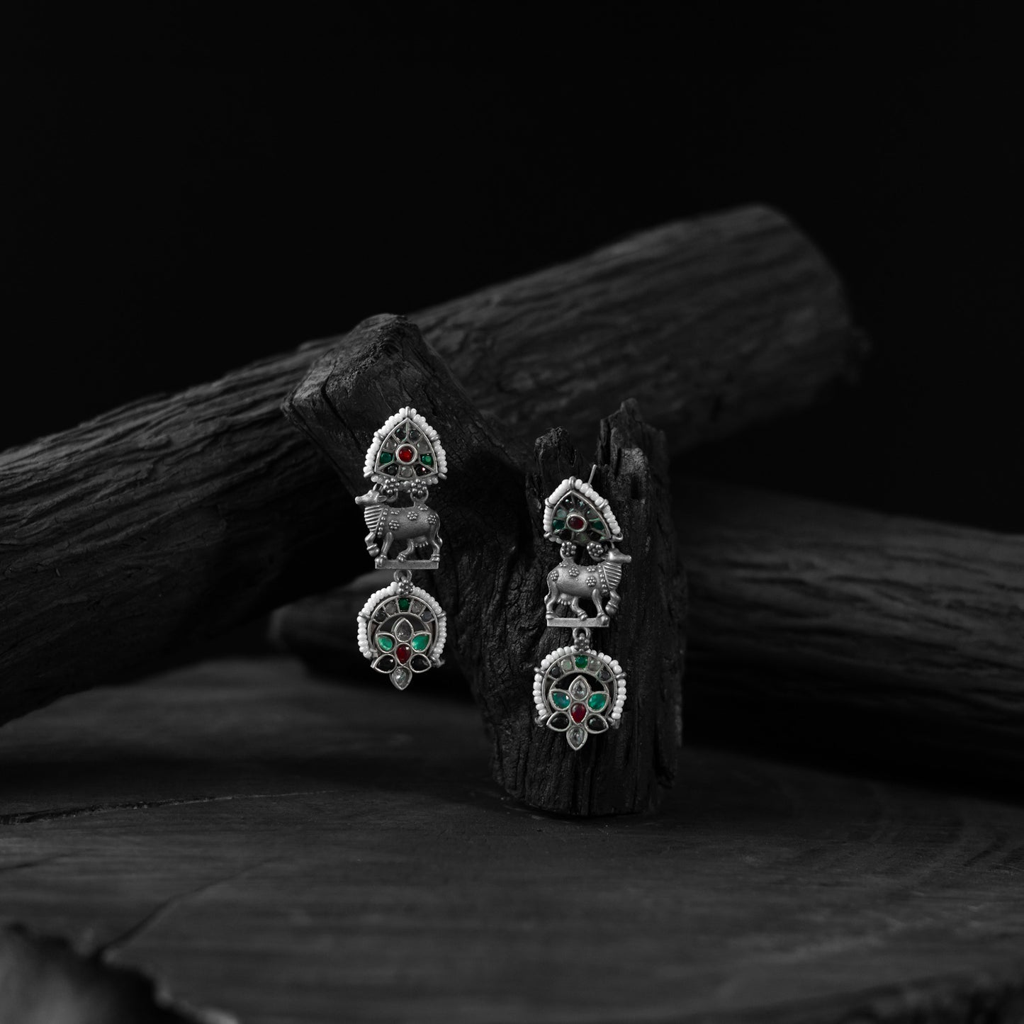 Multicolor Nandi Saanjh Bela Oxidised Earrings