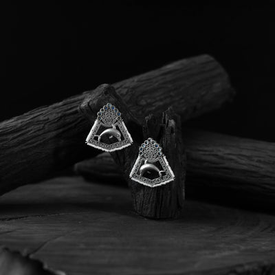 Saanjh Bela Blue Dolphin Oxidised Earrings