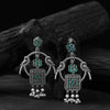 Saanjh Bela Twin Mayuri Green Oxidised Earrings