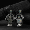 Saanjh Bela Twin Mayuri Yellow & Blue Oxidised Earrings